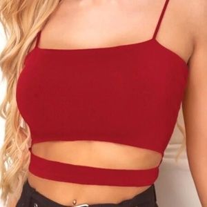 Black Cropped Tank top with slit at tummy